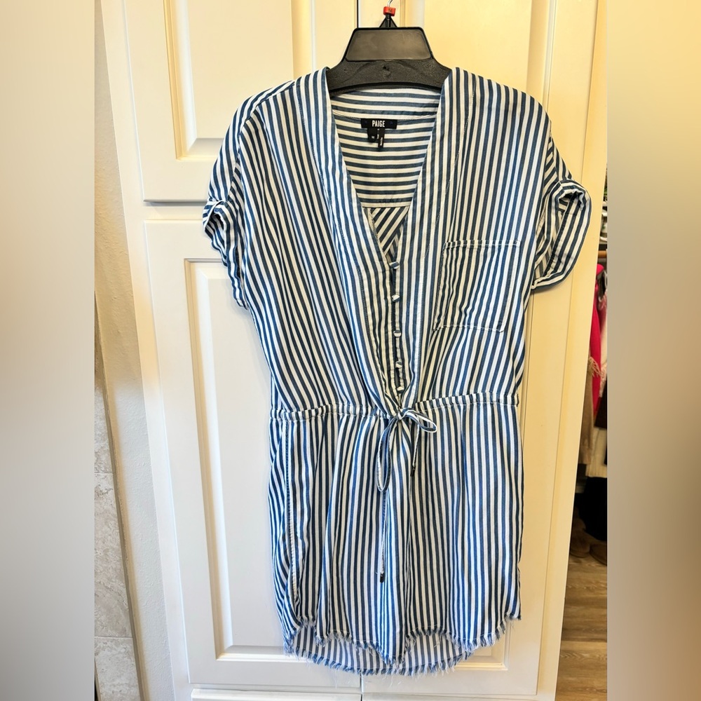PAIGE Blue and White Striped Dress